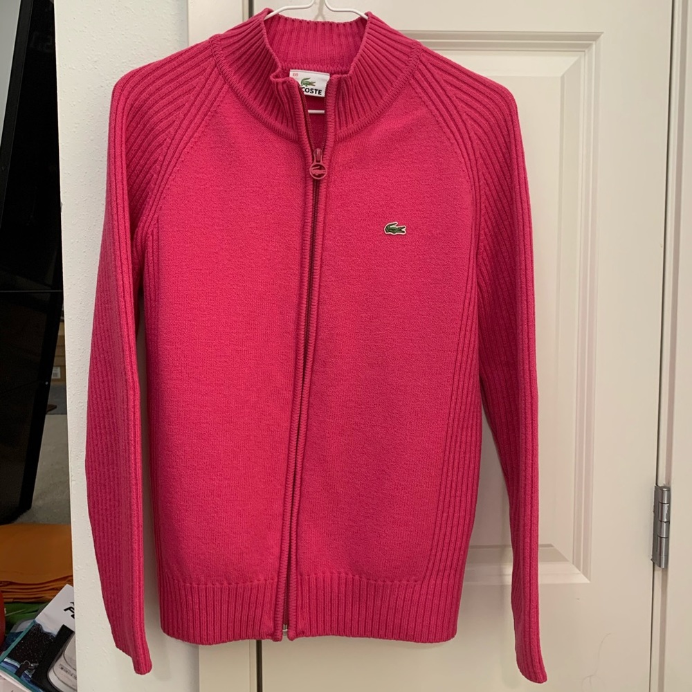 lacoste hot pink sweater jumper